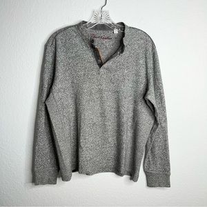 Robert Graham Men Small Gray Long Sleeve Shirt 1/4 Button Crew Neck A5